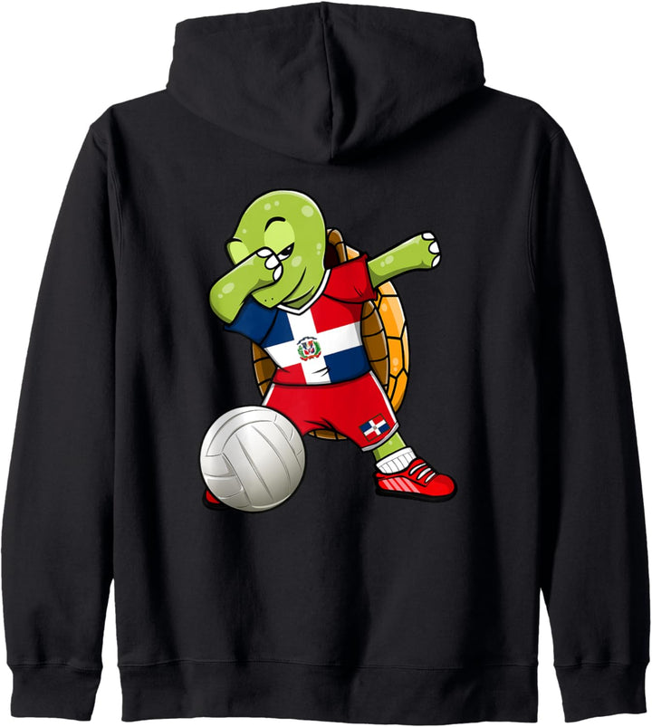 Dabbing Turtle Dominikanische Republik Volleyball Fan Trikot Flagge Kapuzenjacke