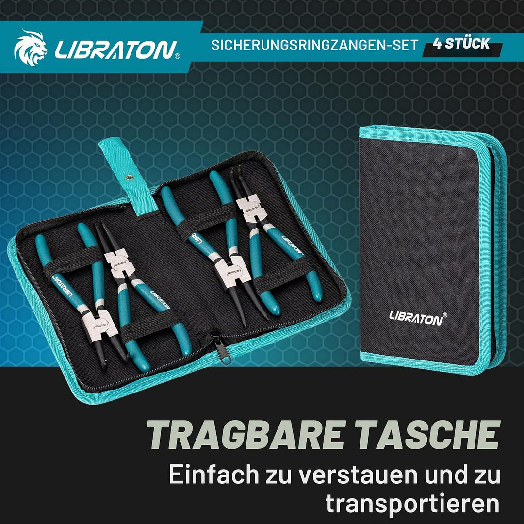 LIBRATON Sprengringzangen Set, 180mm Sicherungsringzangen, Gerade Interne und Externe Seegeringzange