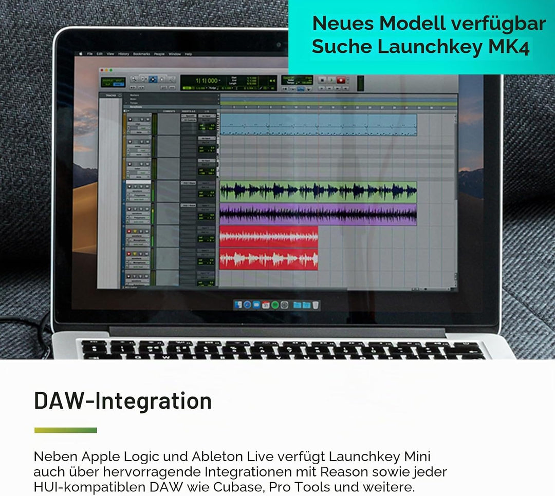 Novation Launchkey Mini [MK3] – Tragbarer USB/MIDI-Keyboard-Controller mit 25 Tasten und DAW-Integra