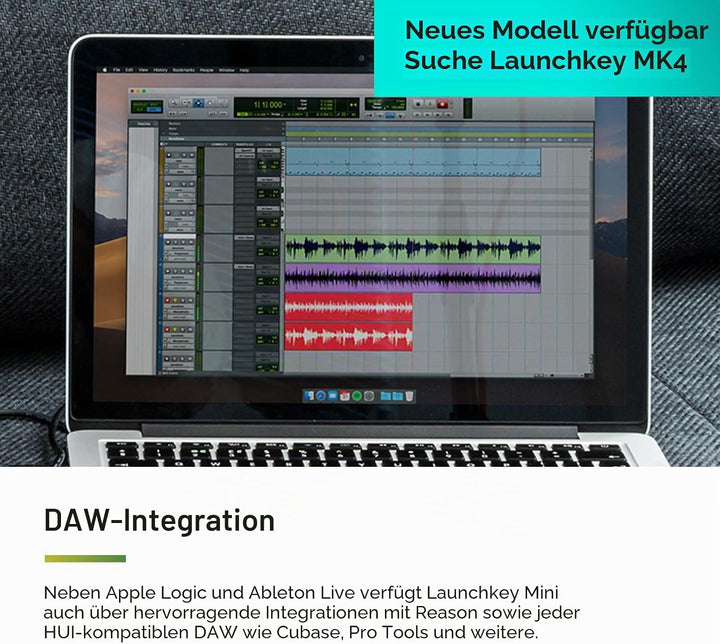 Novation Launchkey Mini [MK3] – Tragbarer USB/MIDI-Keyboard-Controller mit 25 Tasten und DAW-Integra