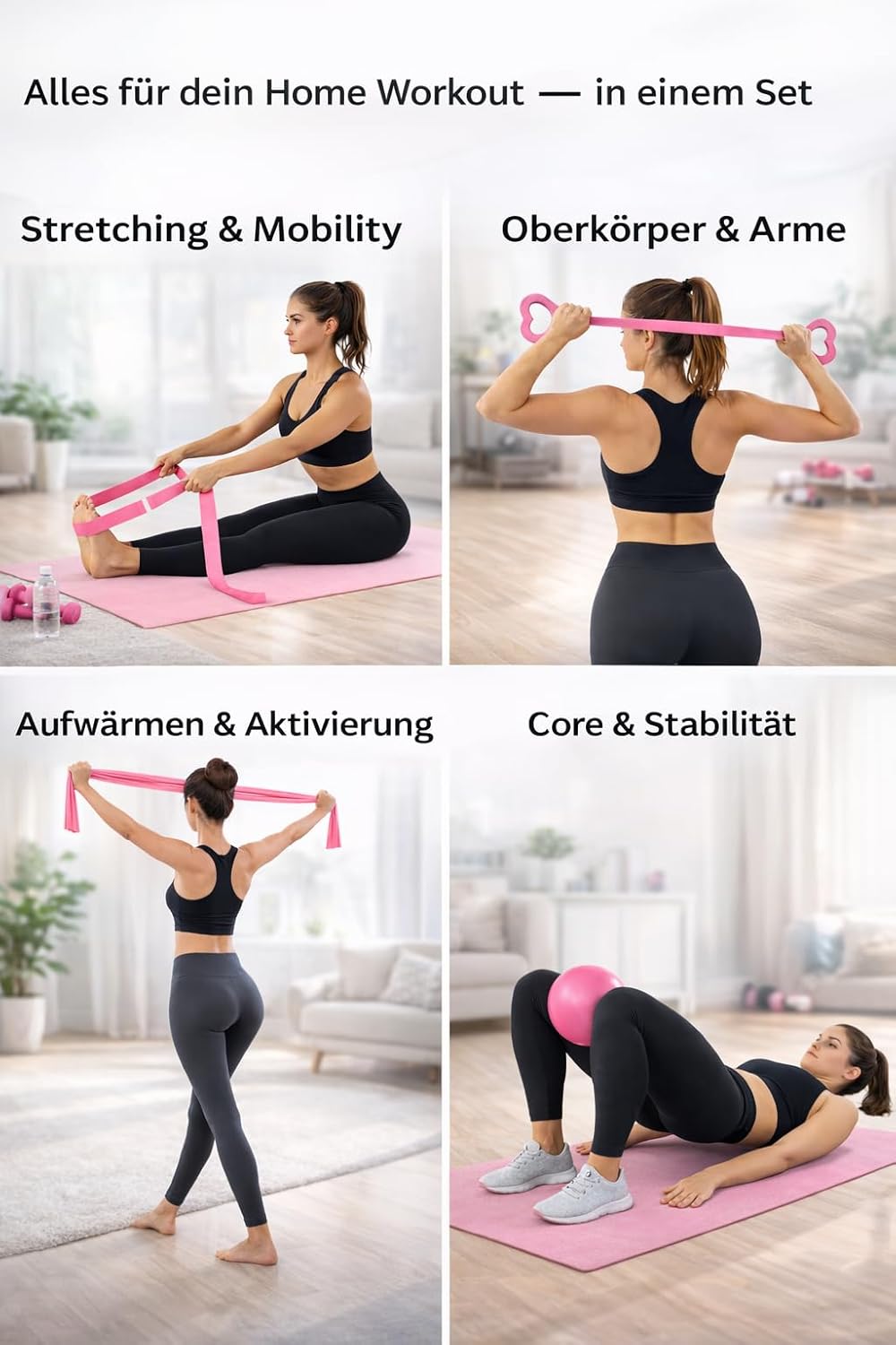 Pilates-Set für zu Hause – Pilates-Trainingsset mit Widerstandsbändern, Pilatesball & Zubehör – Home