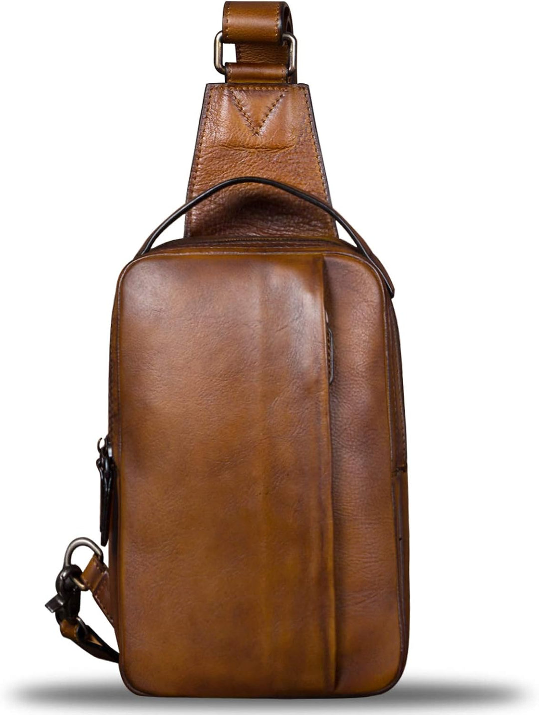 IVTG Genuine Leather Sling Bag for Men and Women Vintage Real Leather Sling Backpack Shoulder Crossb