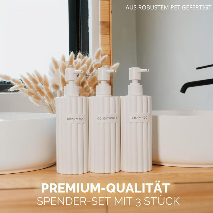 Stilvoller Shampoo- und Spülungsspender-Set mit 3 Stück – Moderne Duschseifenflaschen mit Pumpe und