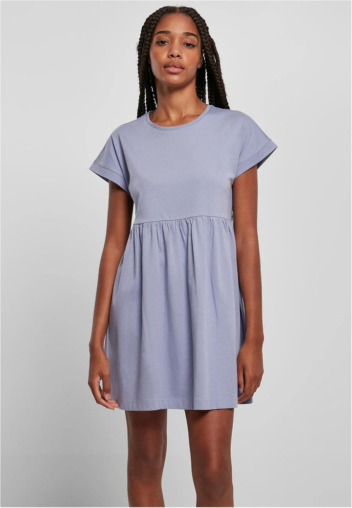 Urban Classics Damen Kleid Ladies Organic Empire Valance Tee Dress, Volantkleid für Frauen, Loose Fi