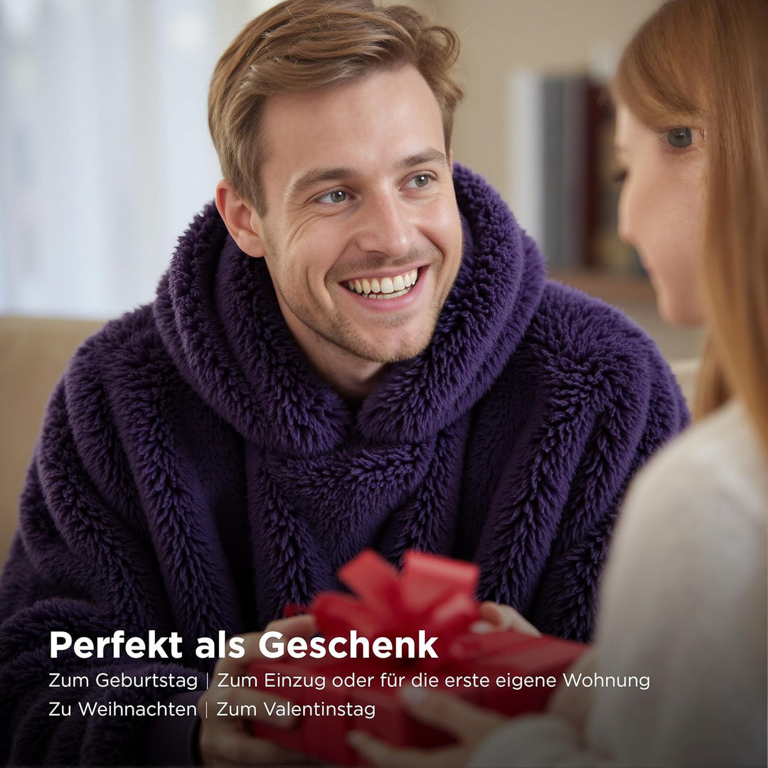 BEDSURE Hoodie Decke mit Ärmeln Deckenpullover - Tragbare Decke zum Anziehen als Geschenke für Fraue