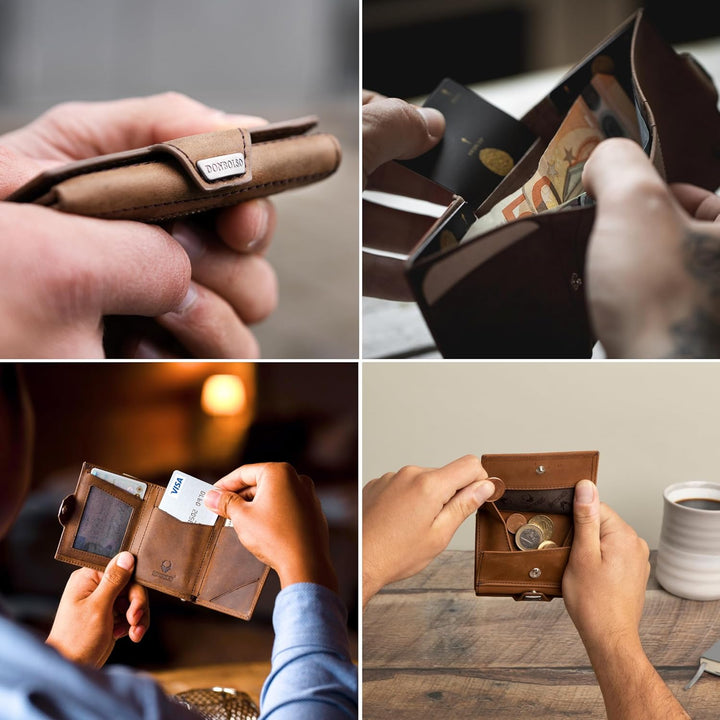 DONBOLSO Wallet NextGen Leder I Slim Wallet mit Münzfach I Geldbeutel mit RFID Schutz I Kartenetui b