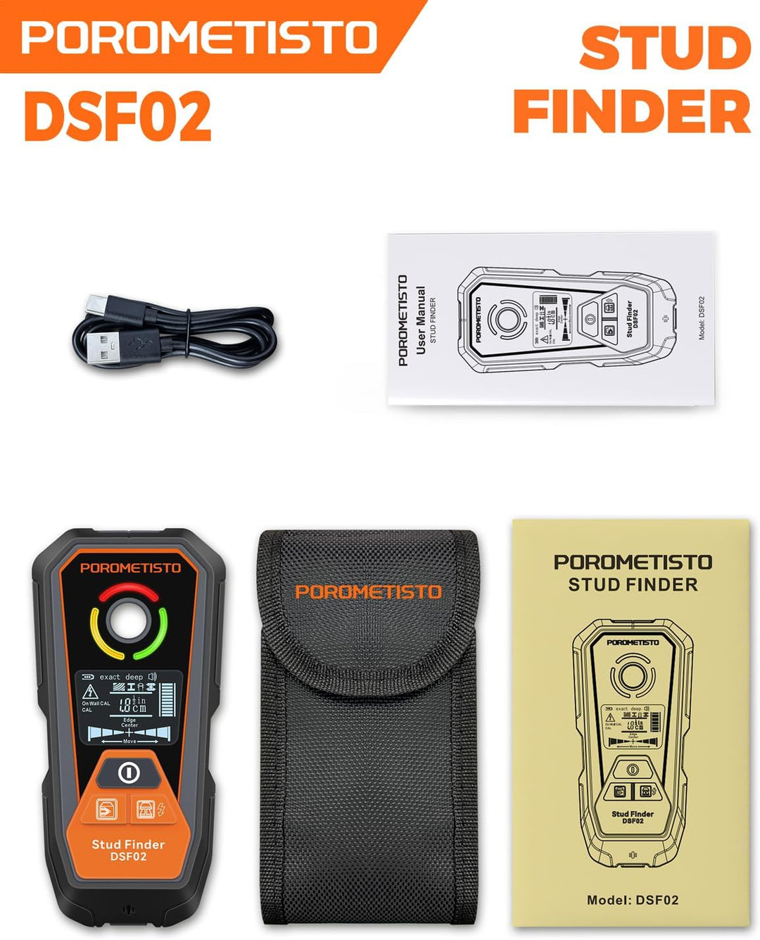 DSF02 6-in-1 Multifunktional Leitungssucher Ortungsgerät Wandscanner – Detektiert Holzbalken, Eisen-