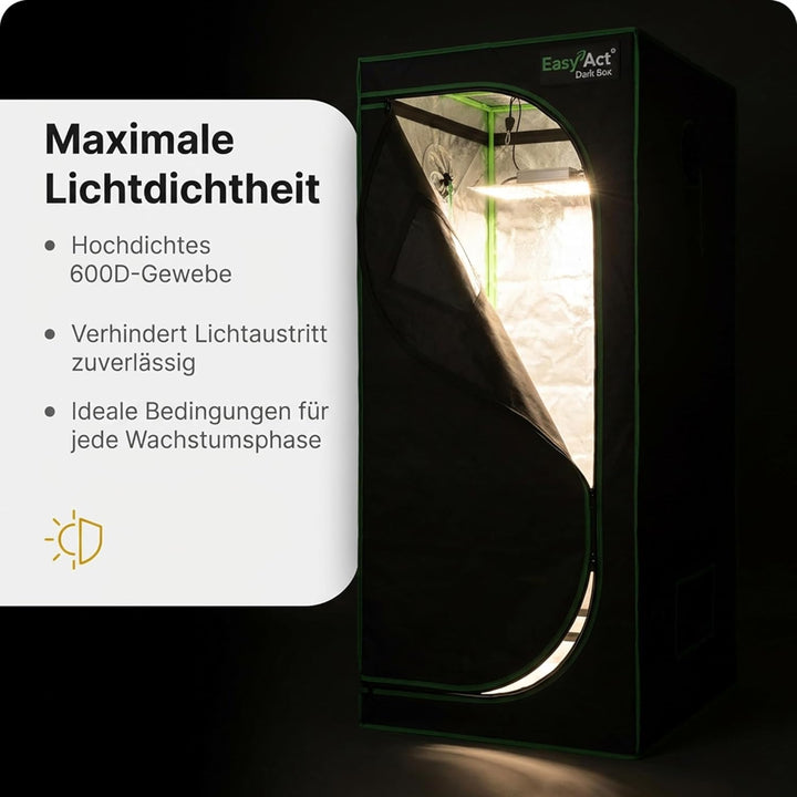 Easy Act Dark Box Growzelt 60x60x180 cm, lichtdichte Indoor-Growbox mit stabilem Gestänge und hochwe
