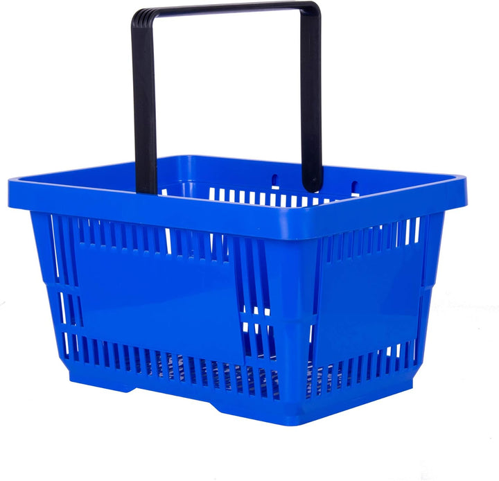 goodsforbusiness GmbH Sammelwagen + 20 Einkaufskörbe blau Korbstapelwagen 22 Liter | Rollwagen für K