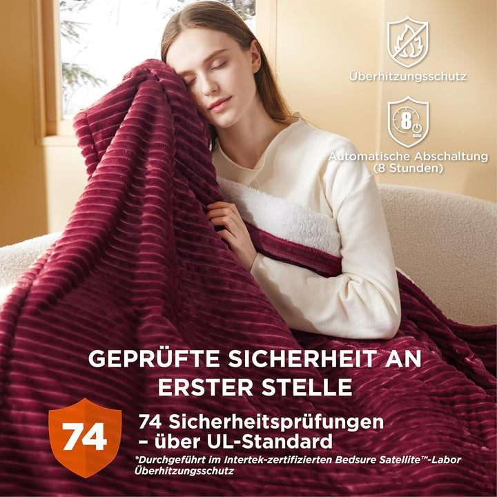 BEDSURE Heizdecke Wärmedecke Elektrische Kuscheldecke - mit Abschaltautomatik, 6 Heizstufen &amp; 10 Stu