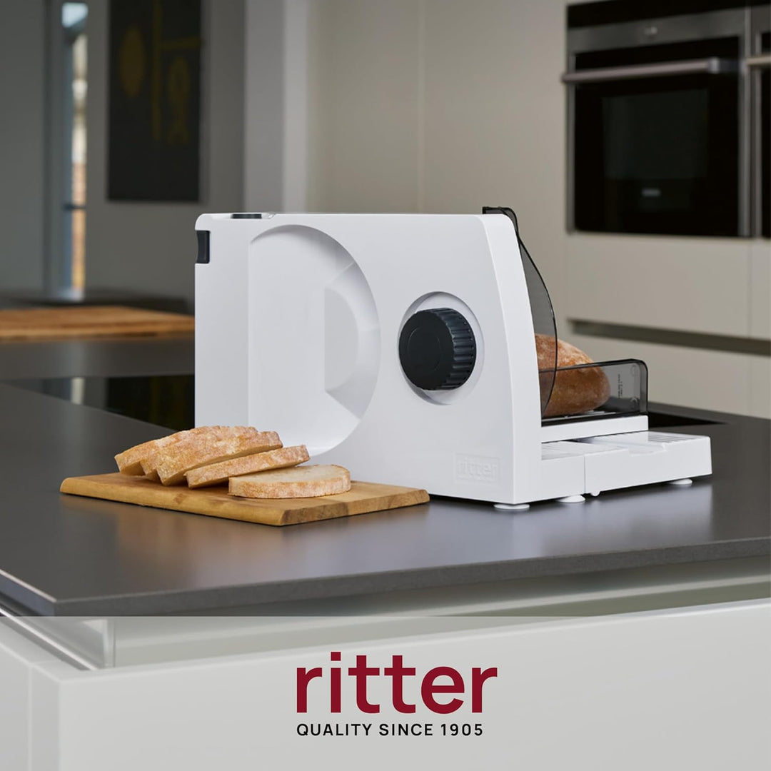 ritter markant 7 Klappbarer elektrischer Allesschneider & Brotschneidemaschine mit Messerabdeckung,