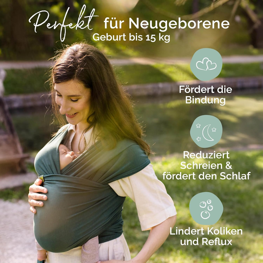 Boba Babytragetuch ab Geburt bis 15 kg - Kuschelweiche &amp; Atmungsaktive Bambusviskose, Tragetuch Baby