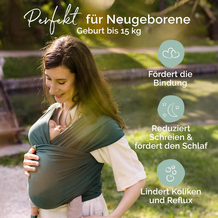 Boba Babytragetuch ab Geburt bis 15 kg - Kuschelweiche &amp; Atmungsaktive Bambusviskose, Tragetuch Baby