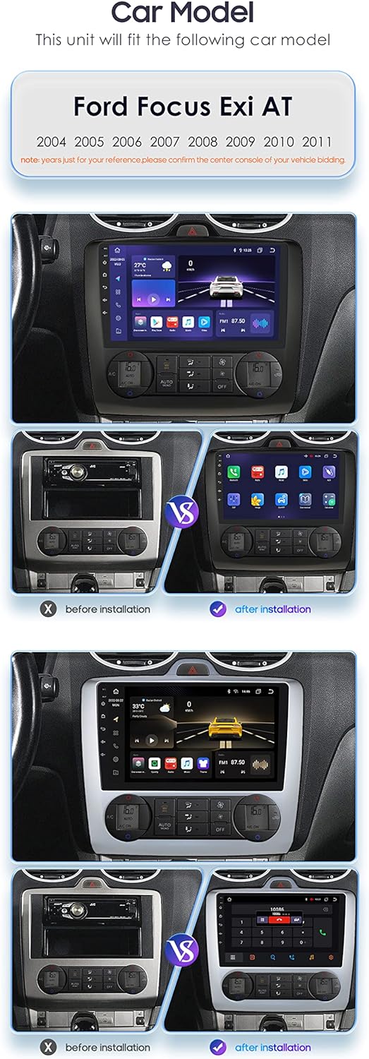 hizpo Autoradio Bluetooth für Ford Focus Exi at 2004-2011 Navi für Ford Focus exi at Dab - HD Touchs