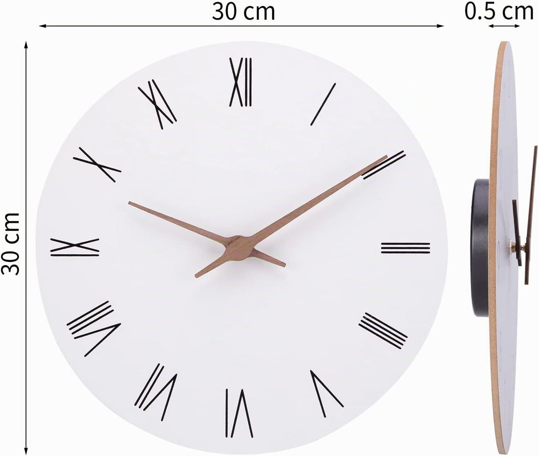 ACCSHINE MDF Holz Wanduhr Ohne TickgeräUsche Lautlos Modern 30cm Quarz Gross Batterie Betriebene Wan