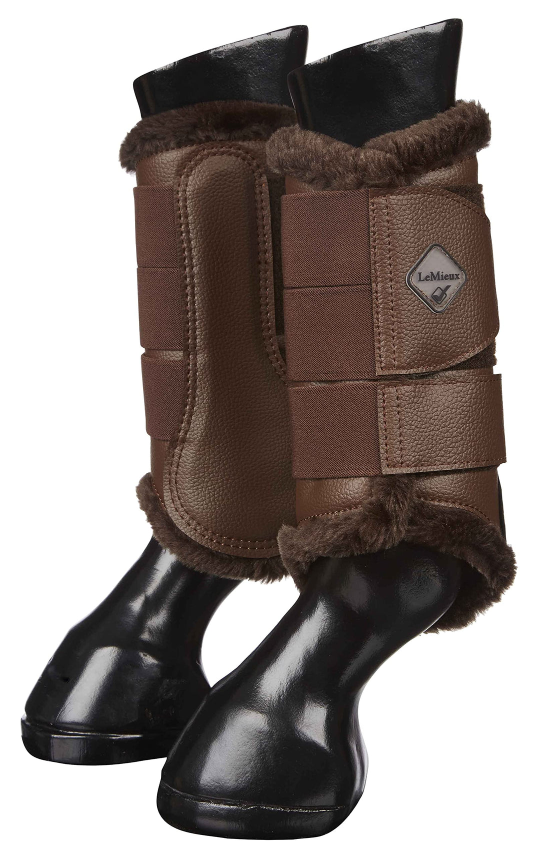 LeMieux Fleece Lined Brushing Boots Pair Bürstenstiefel Large Braun, Large Braun