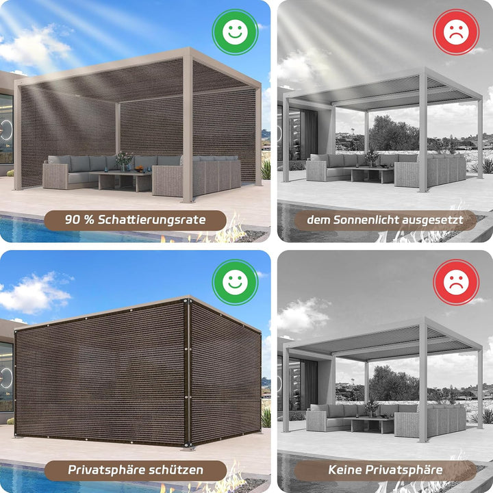 Schattierungsnetz mit ösen - Sonnensegel Garten 2X3m Schattennetz Outdoor Sonnenschutz Schattiernetz