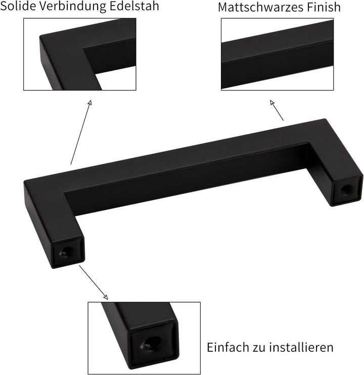 LONTAN 10 Stück Küchengriffe Schwarz 192mm lochabstand Schrankgriffe Schwarz Griffe für Küchenschrän