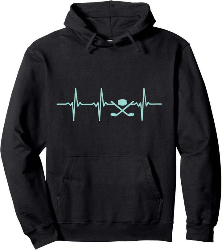 Heartbeat Ice Hockey Player Goalie Fan Men Women Boys Girls Pullover Hoodie