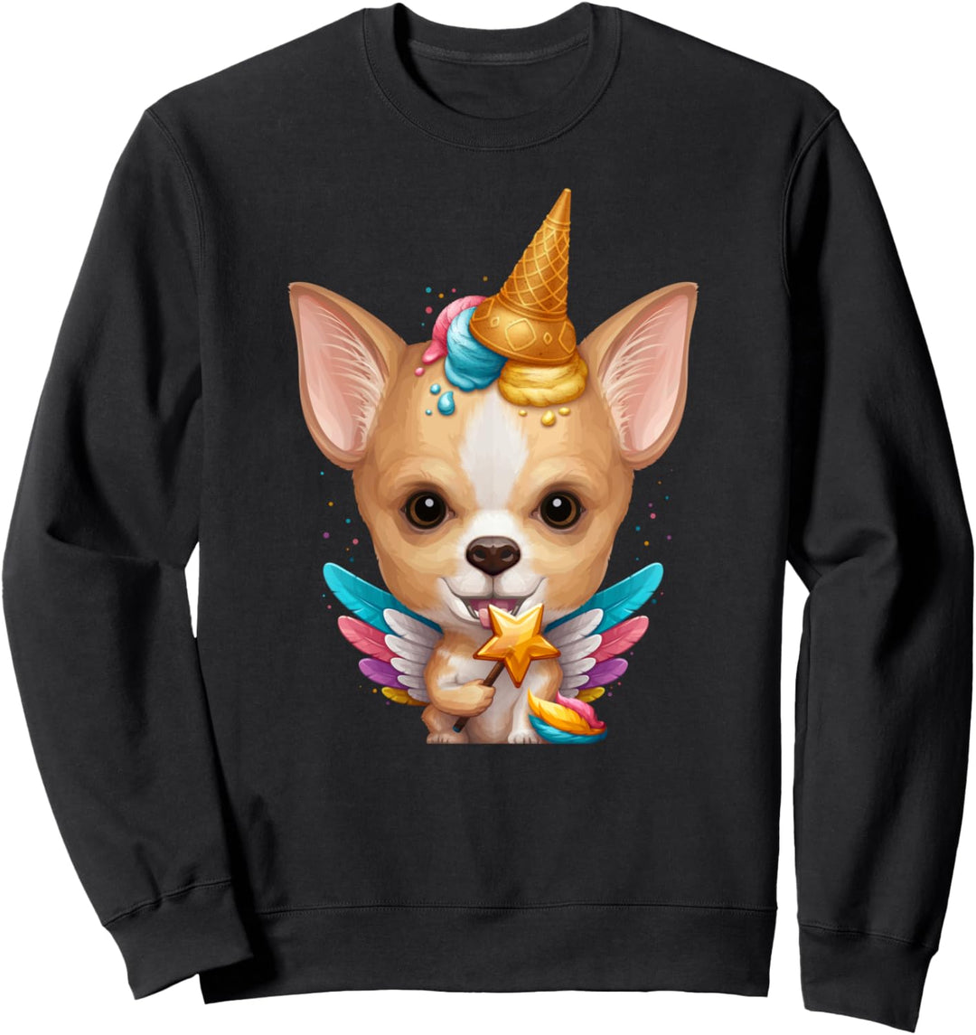 Chihuahua Fawn-Weiss Kurzhaar Einhorn Sweatshirt
