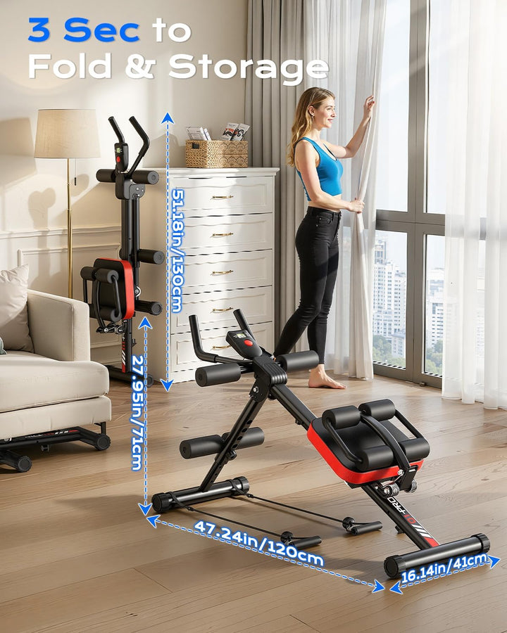 Dskeuzeew Bauchtrainer verstellbarer Bauchmuskeltrainer für Heim-Fitnessstudio mit LCD-Display und A