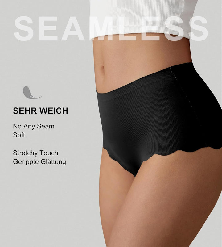 SHARICCA Nahtlos Slips Unterwäsche Damen Hohe Taille Bequeme Seamless Hipster Slips No Show Unterhos