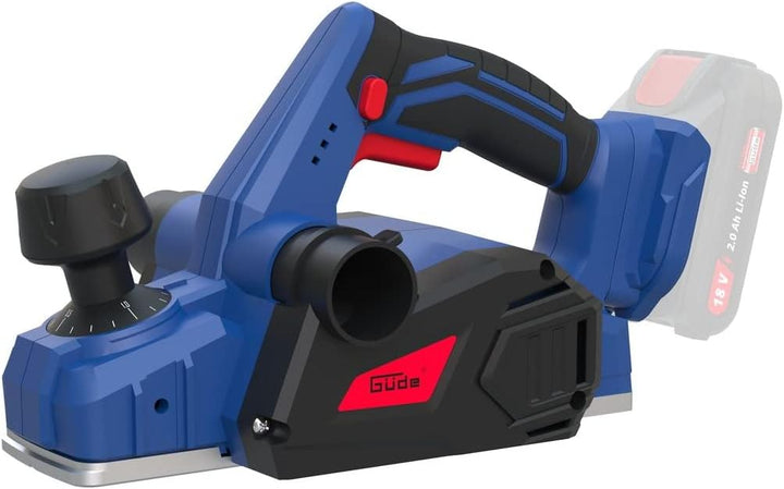 Güde Akku Hobel HO 18-0 (18 V, max. 82 mm Hobelbreite, Spantiefe max. 1,5 mm, massive Alu-Fussplatte