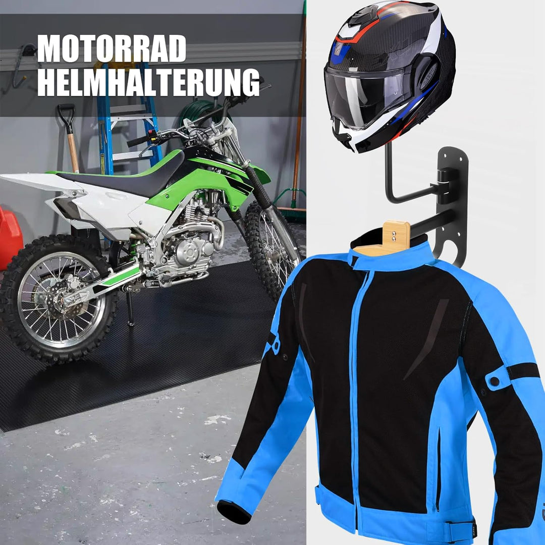 Motorrad Zubehör für Biker – 2-in-1 Wandhalterung für Helm & Jacke – Stylischer Helmhalter im Totenk