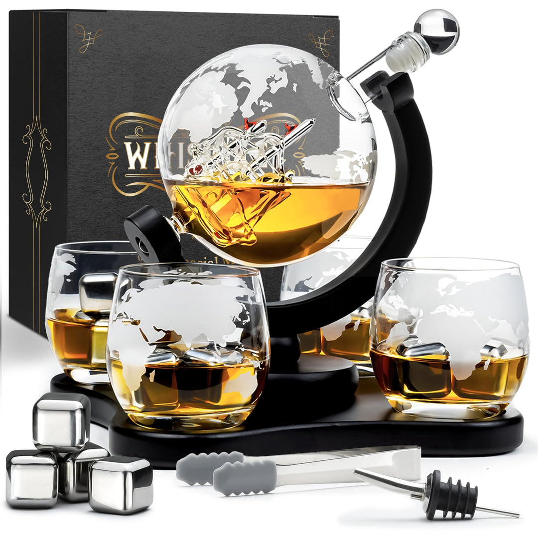 Whisiskey - Whisky Karaffe - Globus - Dekanter - Whiskey Set - 900ML - Geschenke für Männer - Männer