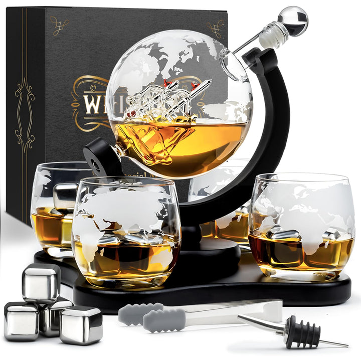 Whisiskey - Whisky Karaffe - Globus - Dekanter - Whiskey Set - 900ML - Geschenke für Männer - Männer