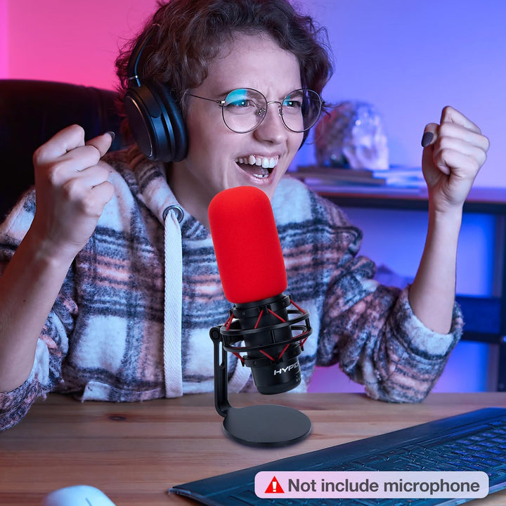 SUNMON Red Pop Filter für HyperX QuadCast - Mikrofonabdeckung Schaumstoff Rauschunterdrückung, Hyper