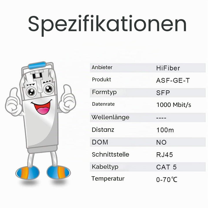 H!Fiber Gigabit SFP Kupfer RJ45 Modul, 1000base-T Transceiver für Cisco GLC-T/SFP-GE-T, Meraki MA-SF