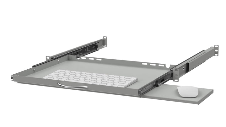 19" Ausziehbarer Regalboden für Tastatur und Maus, 350mm, grau RSR19-1U-350G-KM