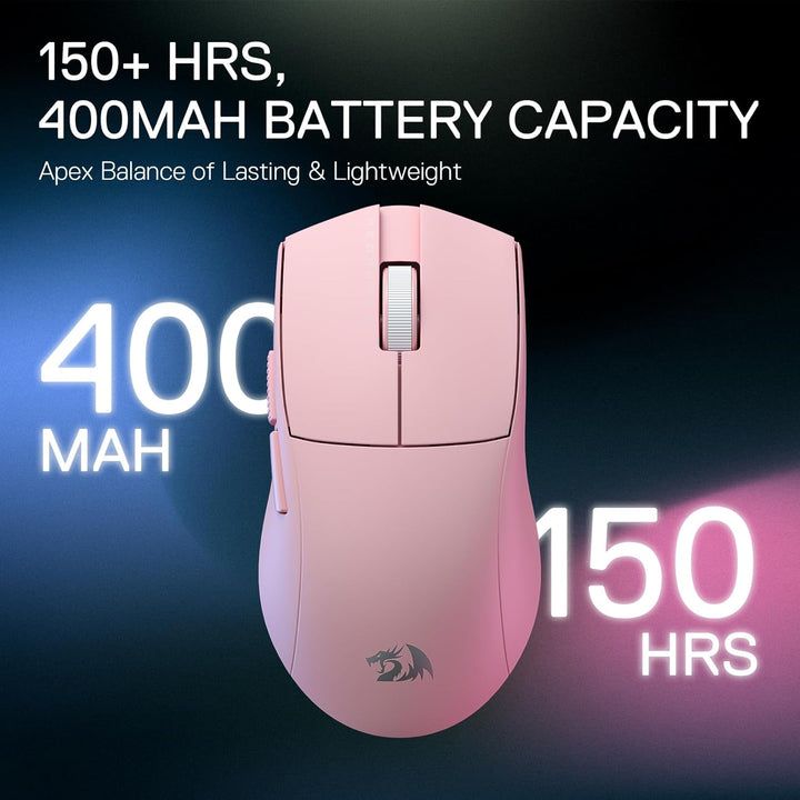 Redragon M916 PRO 3-Modus Wireless Gaming Maus, 49G Ultra-Leicht 26K DPI Maus mit Ergonomischem Natü
