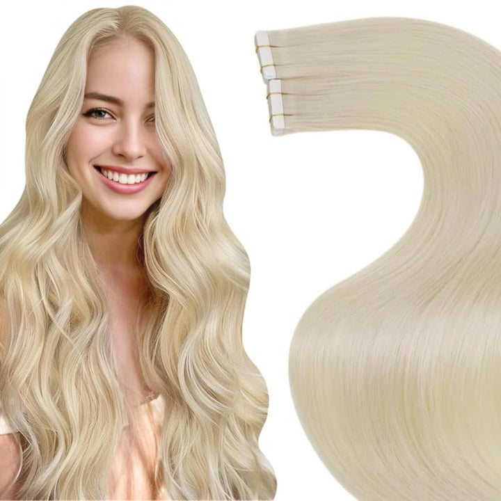 LaaVoo Tape in Extensions Echthaar Blond Extensions Echthaar Tape Glatt Weft Haarverlangerung Echtha