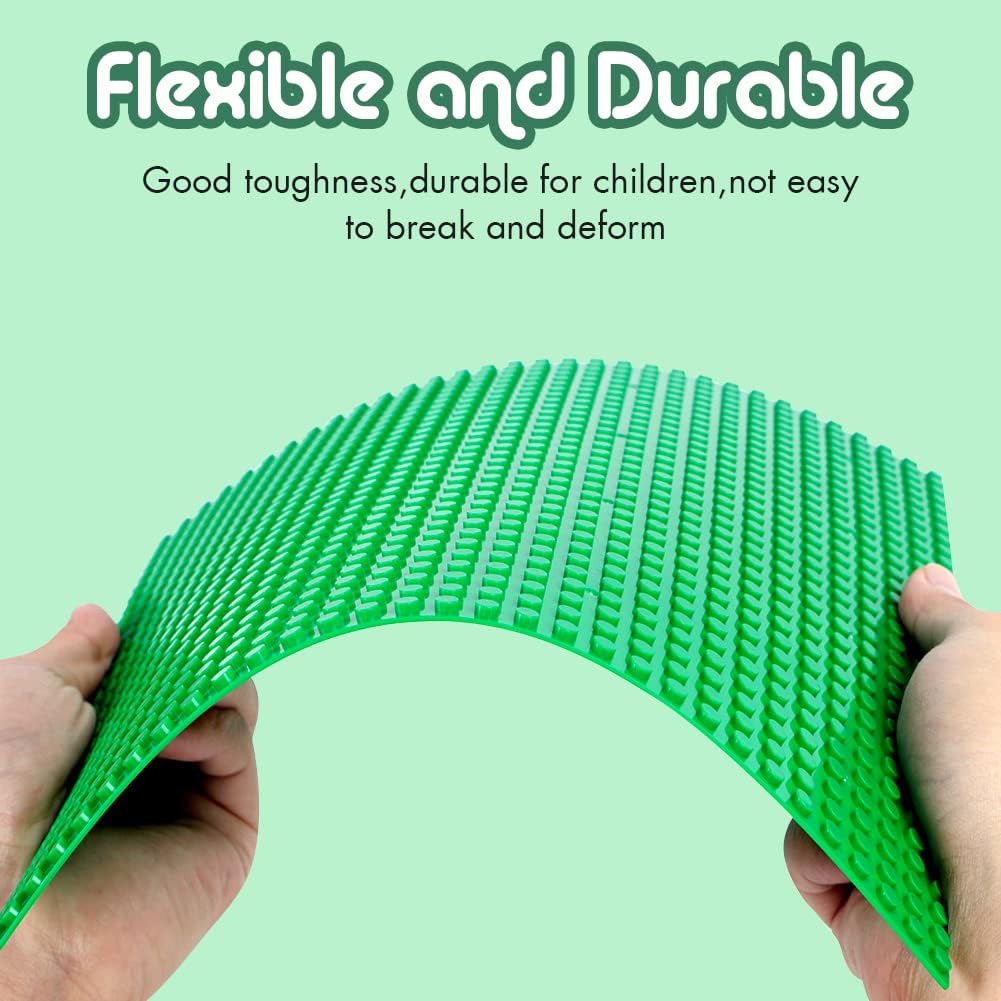 Lekebaby 12 Platten-Set Bauplatte Kompatibel mit Meisten Marken, 25 * 25cm, Grüne Grundplatte 12 Pac