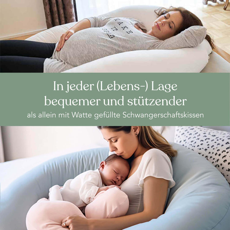 Traumreiter Seitenschläferkissen Visco Comfort M mit Bezug Grau Deluxe, Hybrid Kissen + 1cm Memory F