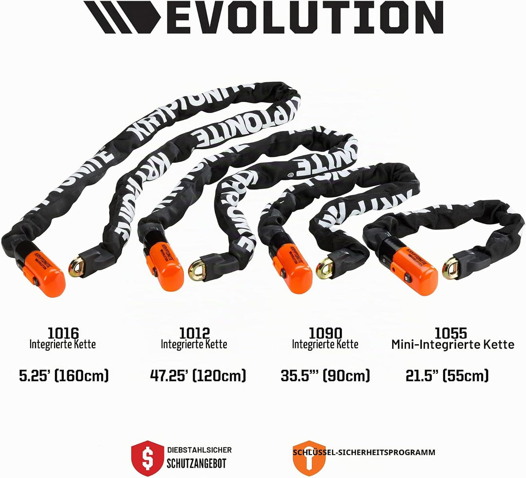 Kryptonite Evolution 1012 Integrierte Kette | Fahrradschloss | Sicherheitsstufe 8/10 | kompakt, robu