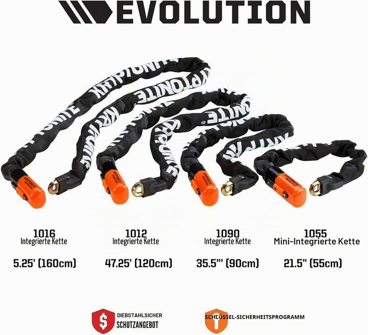 Kryptonite Evolution 1012 Integrierte Kette | Fahrradschloss | Sicherheitsstufe 8/10 | kompakt, robu