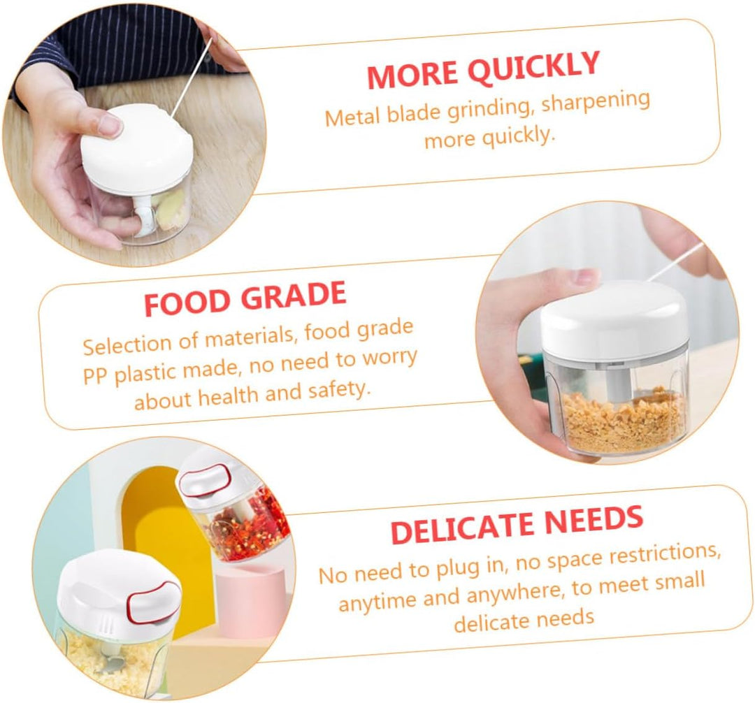 TOPBATHY Manueller Gemüsezerkleinerer mit 300ml Fassungsvermögen aus Pp und Edelstahl Tragbarer Knob