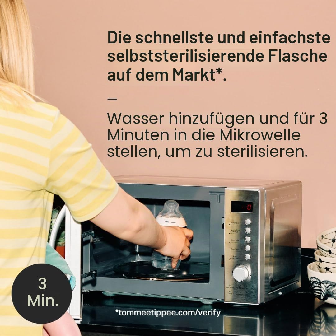 Tommee Tippee Closer to Nature Babyflaschen, Natürlich geformter Trinksauger mit Anti-Kolik-Ventil,