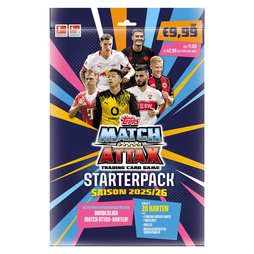 Match Attax Bundesliga Sammelkarten 2025/26 | 1x STARTERPACK | Sammelset mit 27 Karten inkl. 2 Limit