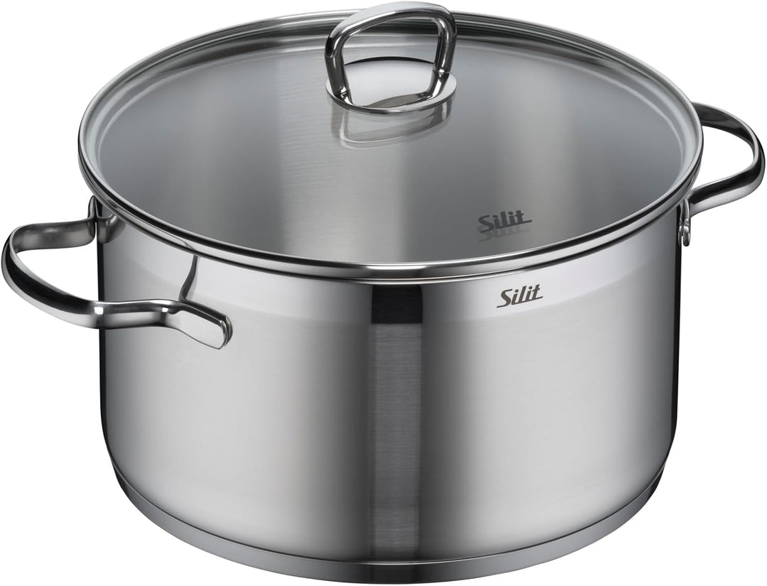 Silit Toskana Topfset Induktion 4-teilig, Kochtopf Set mit Glasdeckel, Edelstahl teilmattiert, Induk