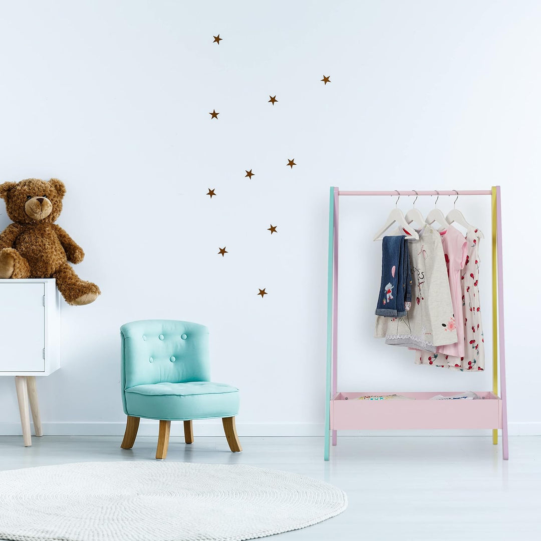 Relaxdays Kinder Kleiderständer, Kleiderstange für Kinderzimmer, mit Ablage, HBT: 99x64,5x42 cm, Kin
