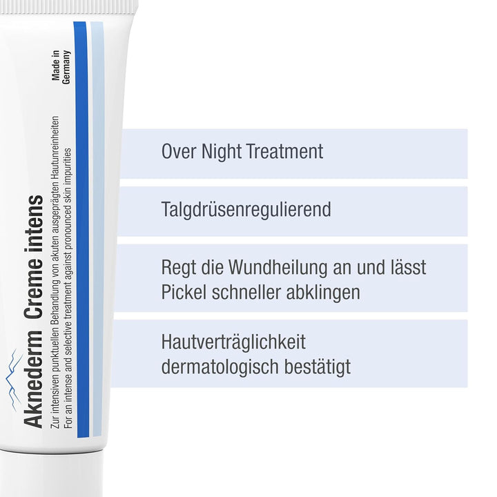 Aknederm Creme intens 2 x 30g für alle Hauttypen - entzündungshemmende Anti Pickel Creme mit Zink -