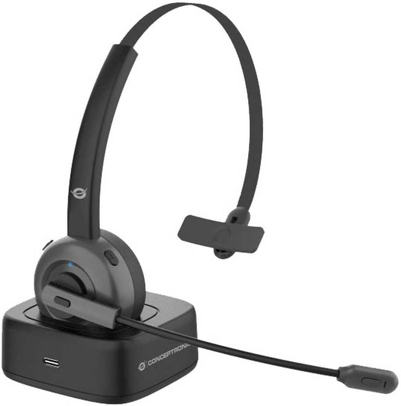 Conceptronic POLONA03BDA Kabelloses Bluetooth-Headset mit Ladedoc & Bluetooth USB Audio Adapter, Sch