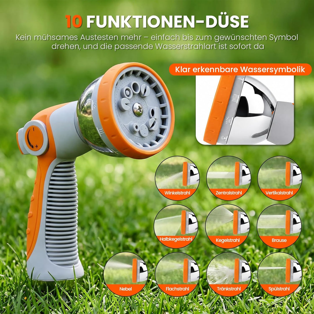 Schlauchtrommel Wasser 45m + 2m, 180° Schwenkbar Wand-Schlauchbox, Automatischer Gartenschlauch trom