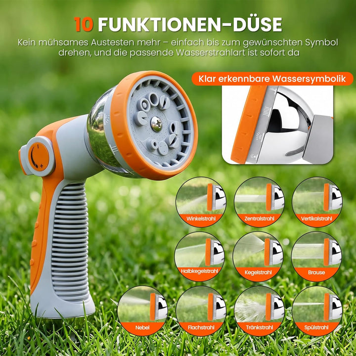 Schlauchtrommel Wasser 45m + 2m, 180° Schwenkbar Wand-Schlauchbox, Automatischer Gartenschlauch trom