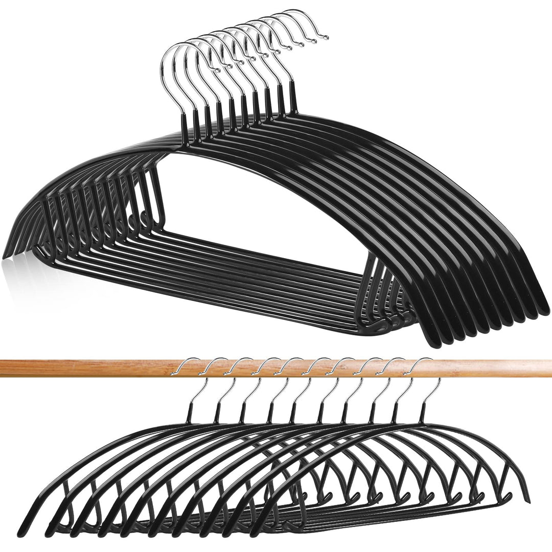 EXTRAPINS 10 Stück Kleiderbügel, 42cm Metall Kleiderbügel, Schwarz | Rutschfeste gummierte Kleiderbü