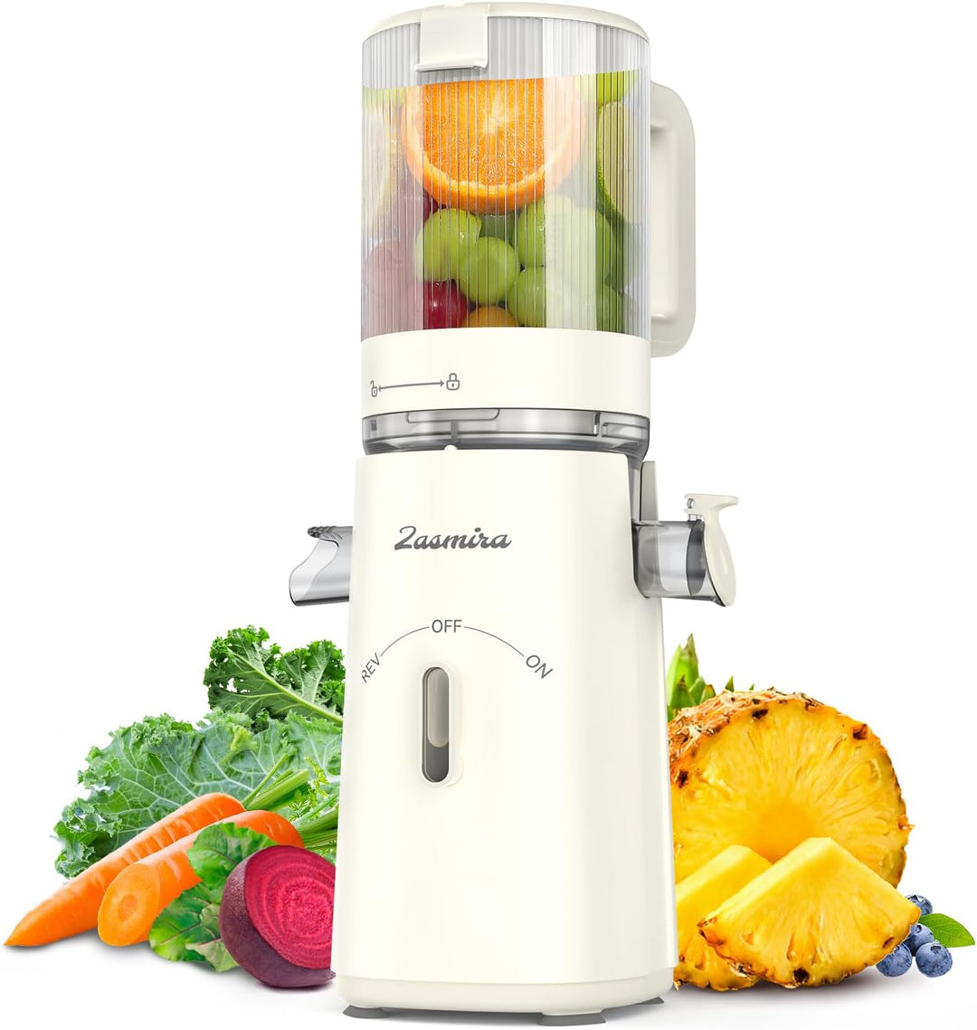 Zasmira Entsafter, Entsafter Slow Juicer mit hohem Drehmoment und 120MM-Einfüllschacht, Kein Vorschn